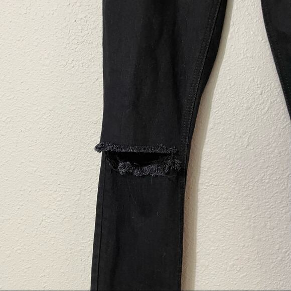 Reformation Black High Rise Skinny Jeans Distressed Womens 23 Denim Casual Fall - Picture 3 of 7